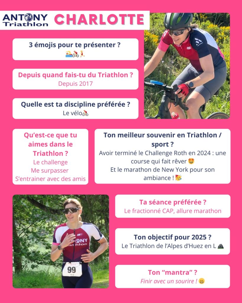Charlotte - Féminine du club antony triathlon