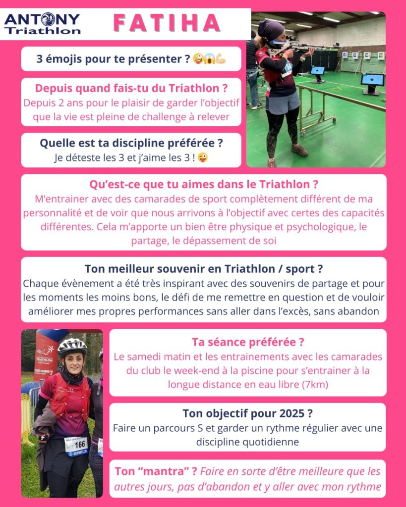 Fatiha - Féminine du club antony triathlon