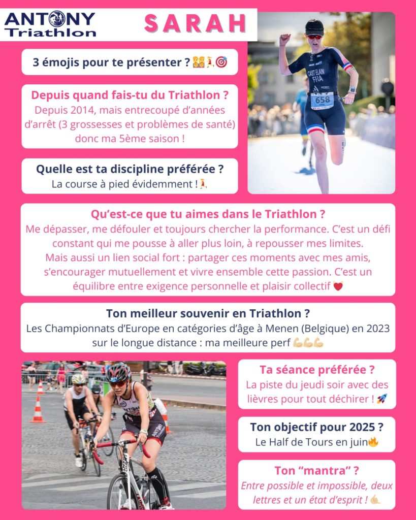 portrait de Sarah une des féminines du club Antony Triathlon