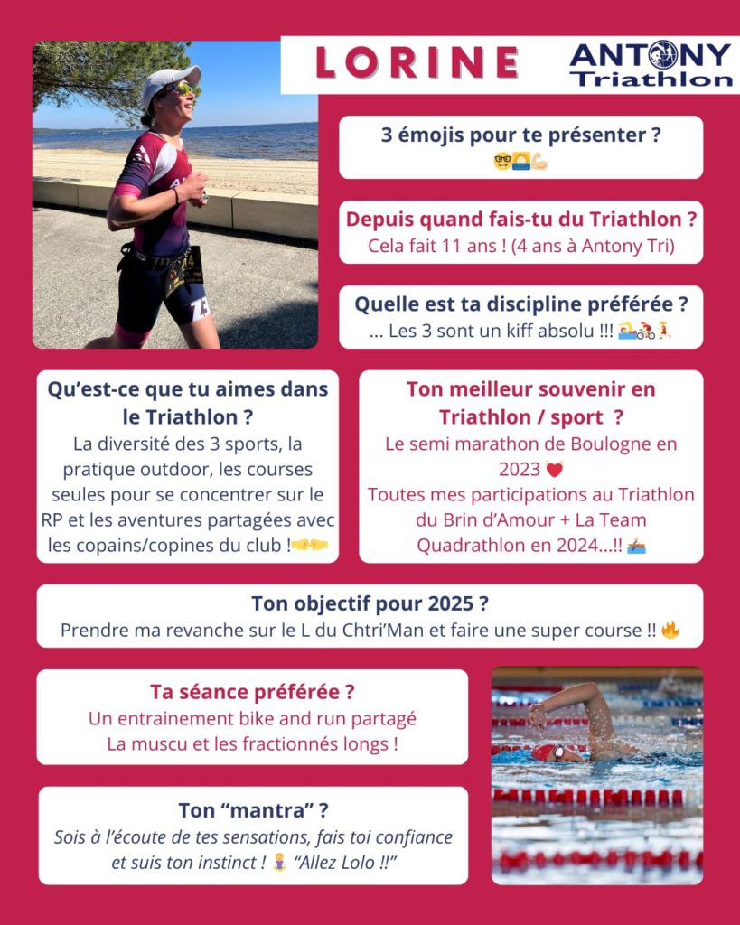 portrait de Lorine une des féminines du club Antony Triathlon